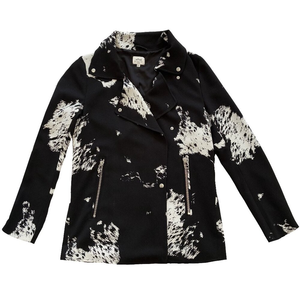 Wilfred Black&White Abstract Print Double-Breasted Summer Trench Jacket